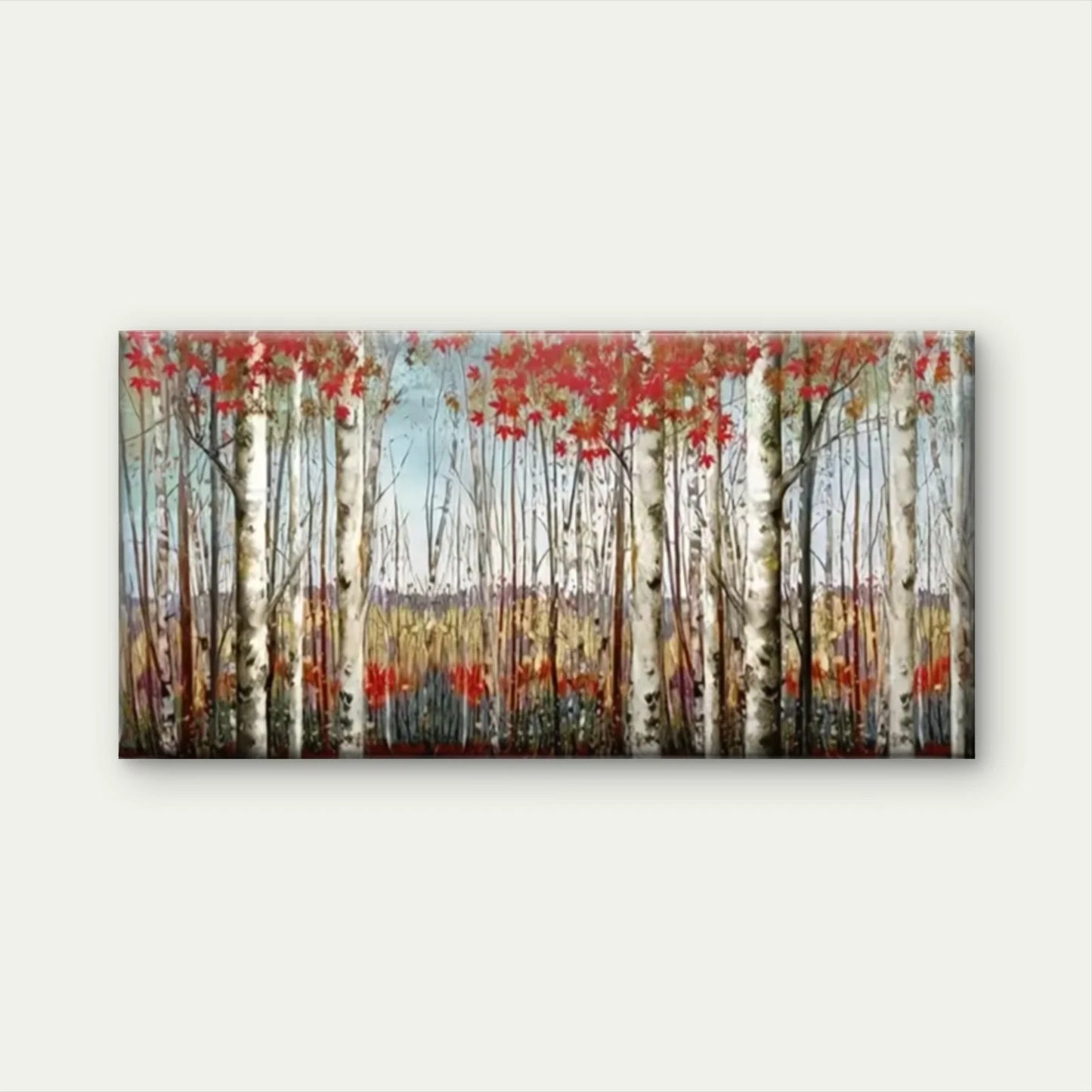 Forest Of Red Leaves Wall Art Canvas Office Home Room Framed 120x60cm