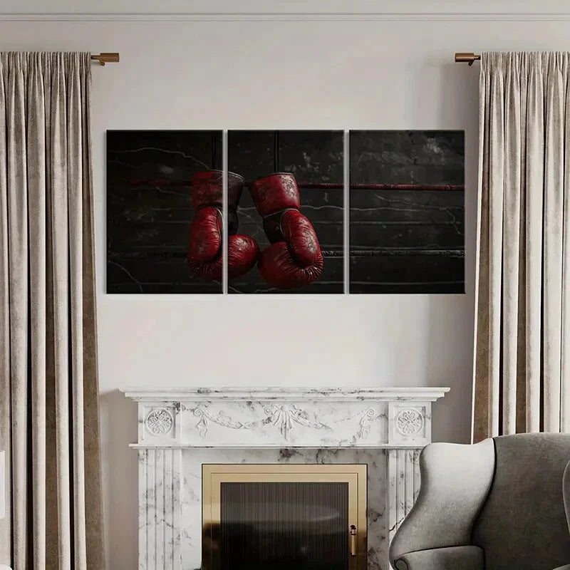 3pcs Vintage Boxing Glove Modern Wall Art Painting Metal Print Ready to Hang Art - Bella Home Decor