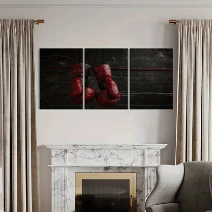 3pcs Vintage Boxing Glove Modern Wall Art Painting Metal Print Ready to Hang Art - Bella Home Decor