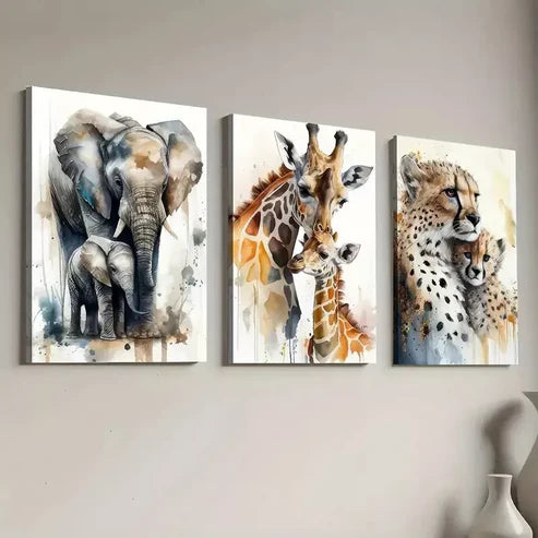 3pcs Modern Elegant Fashion Animal Abstract Canvas Unframed - High Quality Print 100% Australian Made Wall Canvas