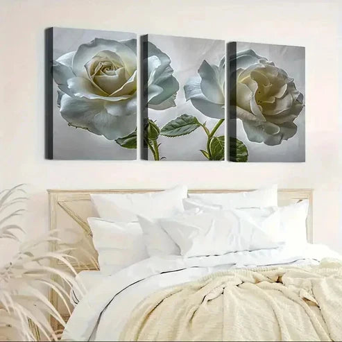 3pcs Exquisite Rose Floral Hanging Pictures Art Set Canvas Unframed - High Quality Print 100% Australian Made Wall Canvas