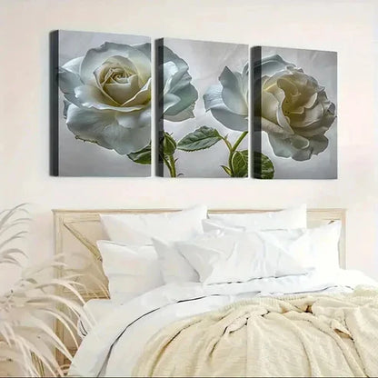 3pcs Exquisite Rose Floral Hanging Pictures Art Set Canvas Unframed - High Quality Print 100% Australian Made Wall Canvas