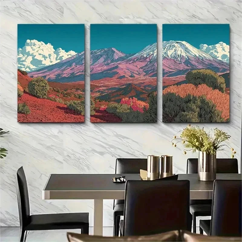 3pcs Harrington New Zealand Travel  Perfect Wall Art Set Canvas Framed 50x70cm - High Quality Print 100% Australian Made Wall Canvas Ready to Hang