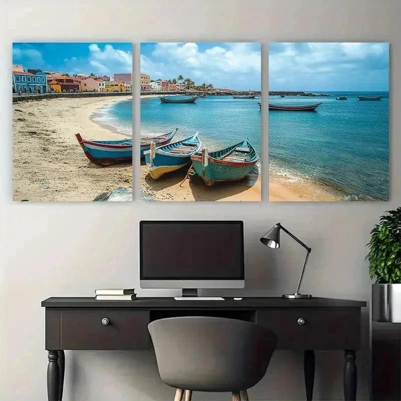 3pcs Cape Verde Travel Culture Nature Wall Art Set Canvas Framed 60x90cm - High Quality Print 100% Australian Made Wall Canvas Ready to Hang - Bella Home Decor
