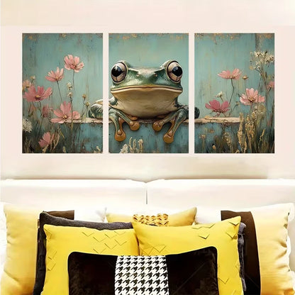 3pcs Botanical Amphibian Metal Print Ready to Hang Art - Bella Home Decor