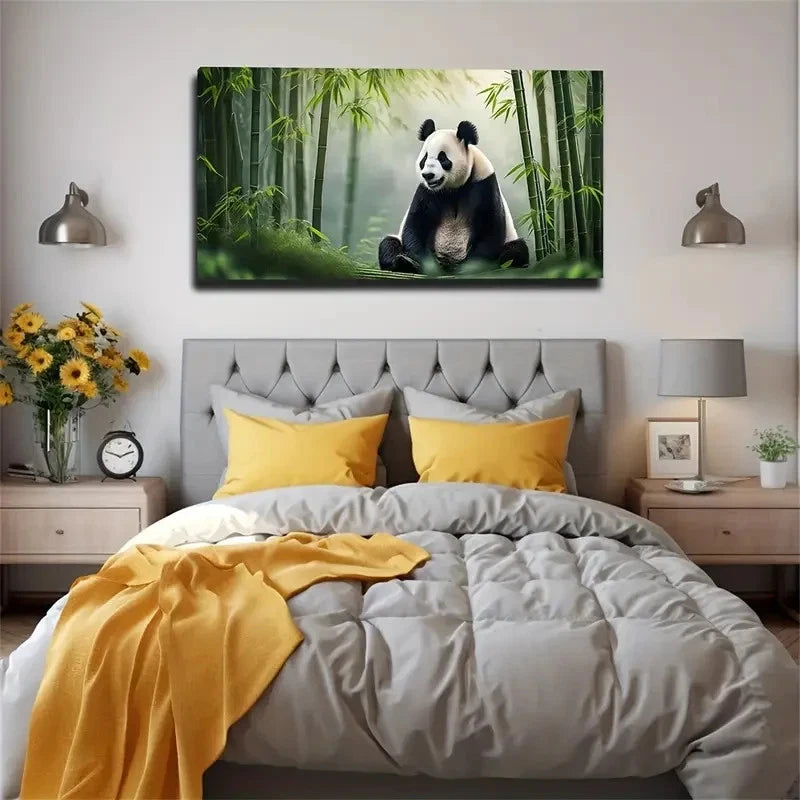 Vibrant Panda Décor Wall Art Canvas Office Home Room Framed 120x60cm