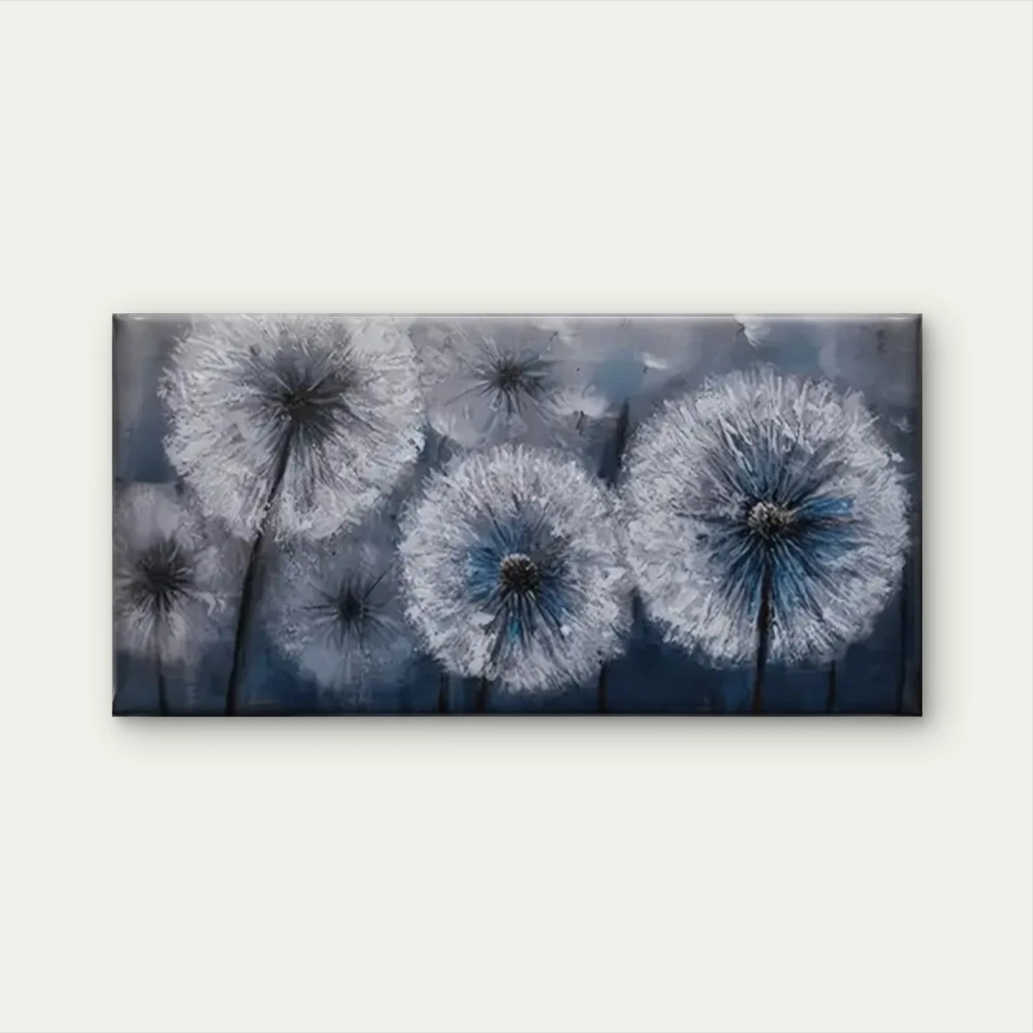 Danders White Dark Flowers Wall Art Canvas Office Home Room Framed 120x60cm