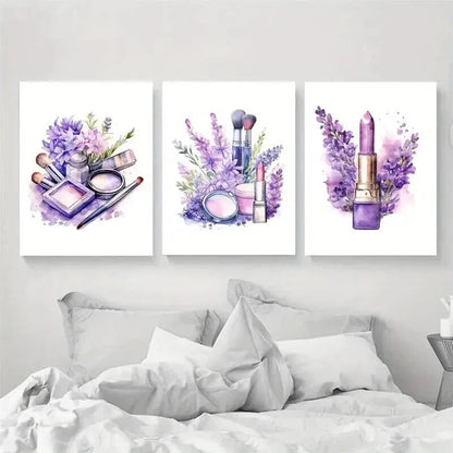 3pcs Beauty Salon Décor Lavender Perfect Wall Art Set Canvas Framed 60x90cm - High Quality Print 100% Australian Made Wall Canvas Ready to Hang - Bella Home Decor