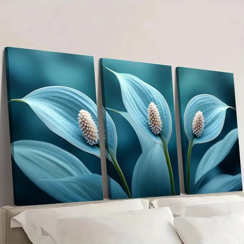 .3pcs  Peace Lily  PL    Wall Art Set Canvas Framed 50x70cm - High Quality Print 100% Australian Made Wall Canvas Ready to Hang - Bella Home Decor