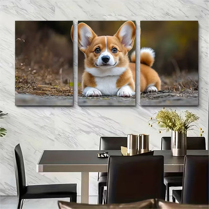 3pcs Welsh Pembroke Corgi Puppy Metal Print Ready to Hang Art