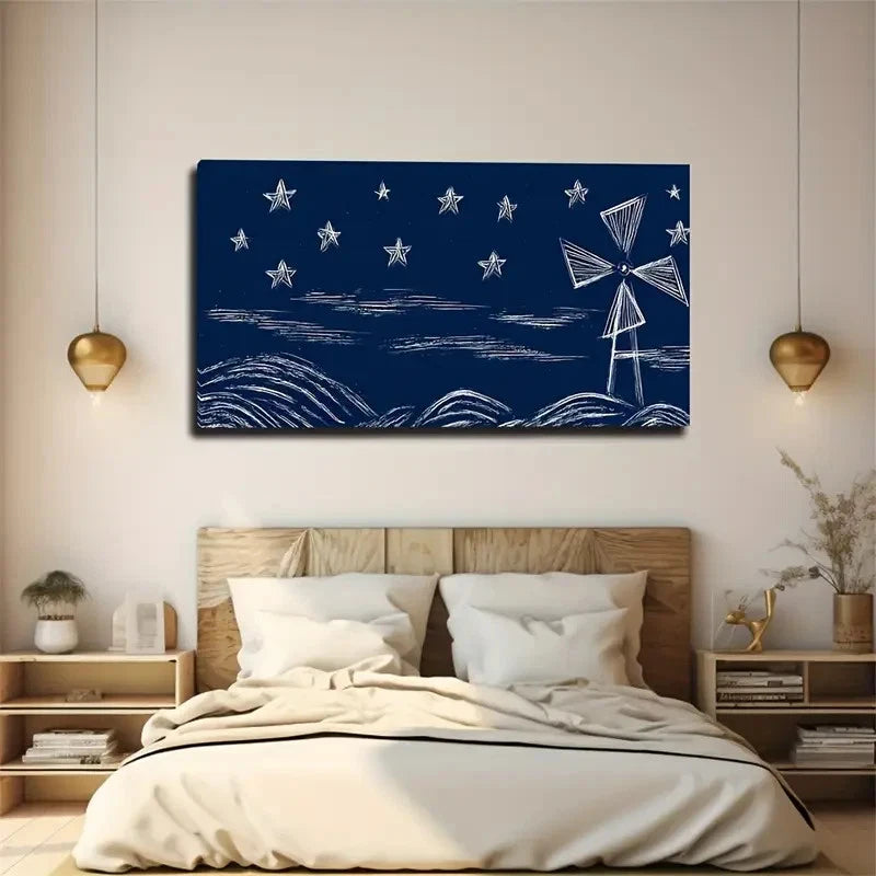 Stunning Starry Night Wall Art Canvas Office Home Room Framed 120x60cm