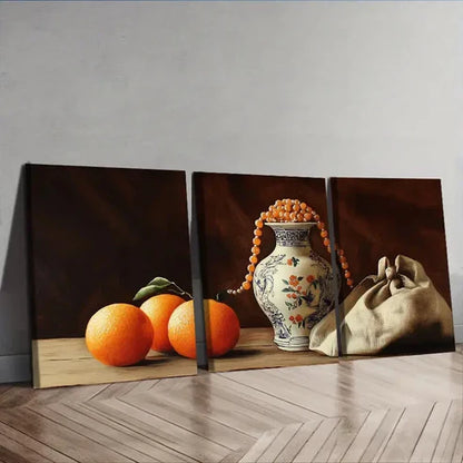 3pcs Still life painting of an old vase Wall Art Set Canvas Unframed - High Quality Print 100% Australian Made Wall Canvas