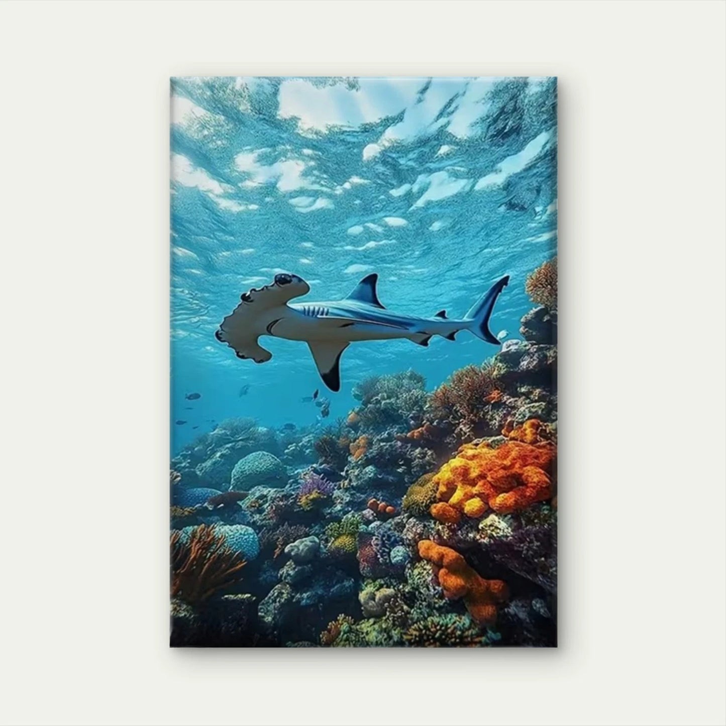 Underwater Reef Shark Oil Painting 60x90cm Metal Print Ready to Hang