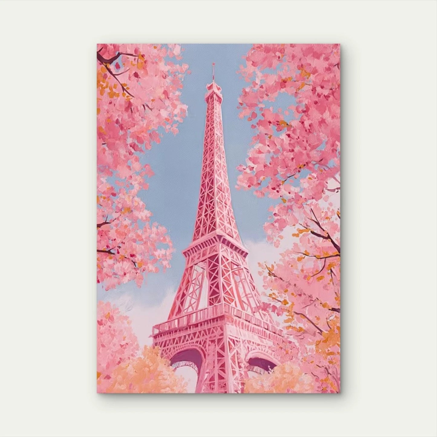 Pink Pastel Parisian Eiffel Tower Metal Print Ready to Hang