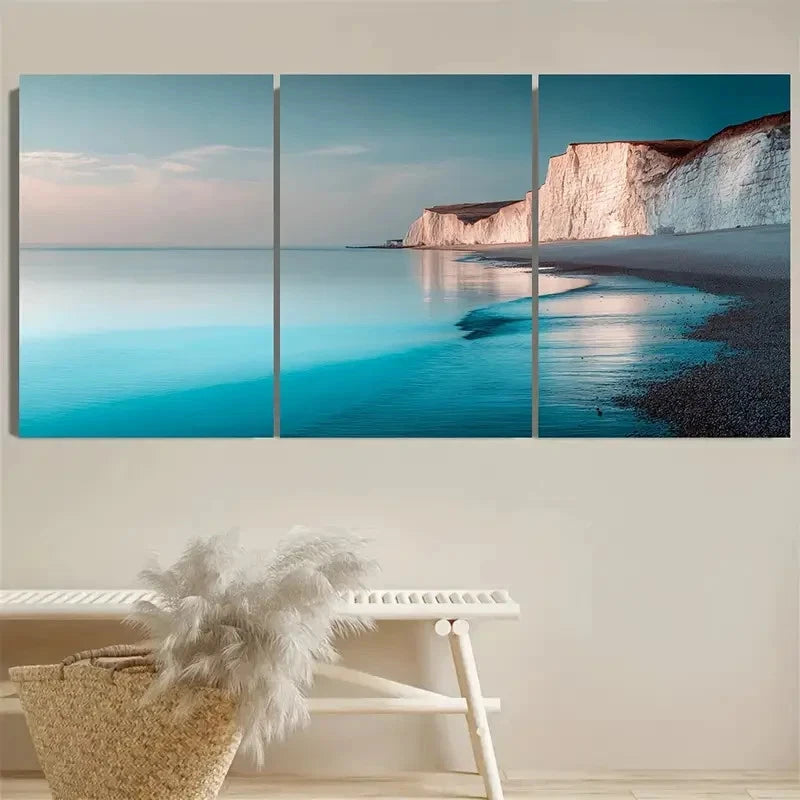 3pcs Beach Sunset Art Coastal Seascape Wall Art Set Canvas Framed 60x90cm - High Quality Print 100% Australian Made Wall Canvas Ready to Hang - Bella Home Decor