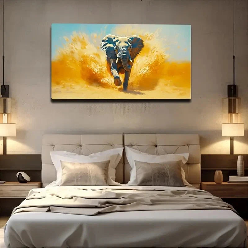 A Head Elephant Suitable Wall Art Canvas Office Home Room Framed 120x60cm