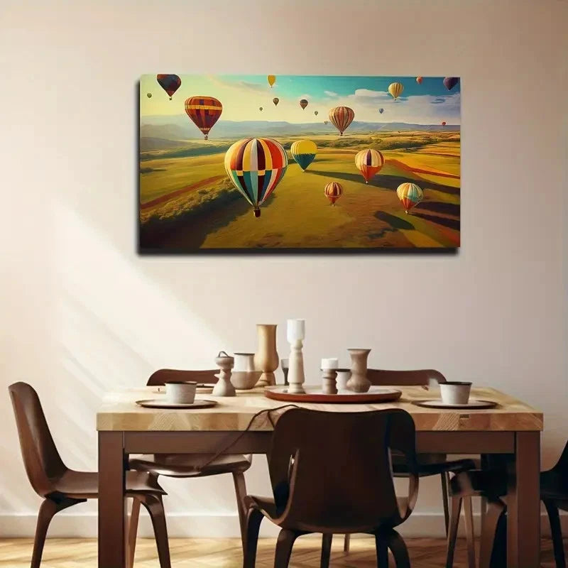 Air Balloons Suitable Wall Art Canvas Office Home Room Framed 120x60cm