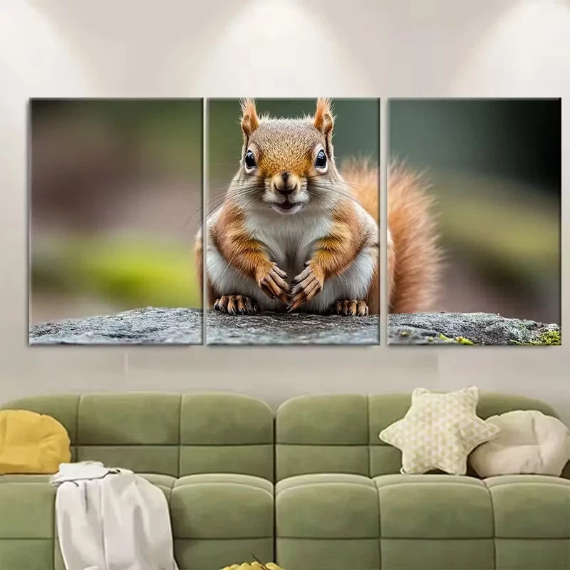 3pcs Curious Eurasian Red Squirrel Metal Print Ready to Hang Art - Bella Home Decor
