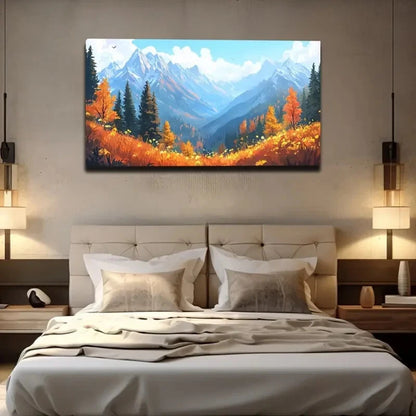 Continuous Snow Mountain Hills Wall Art Canvas Office Home Room Framed 120x60cm - Bella Home Decor