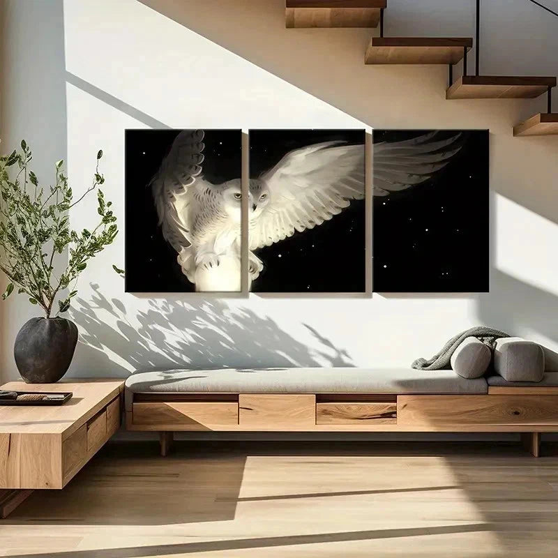 3pcs Fantasy Animal Art Owl Vintage Wall Art Set Canvas Framed 60x90cm - High Quality Print 100% Australian Made Wall Canvas Ready to Hang - Bella Home Decor