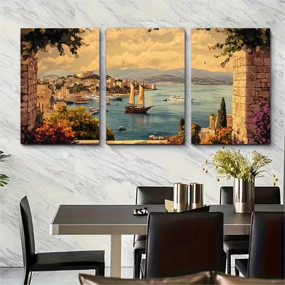 3pcs Bodrum Art, Turkey Metal Print Ready to Hang Art - Bella Home Decor