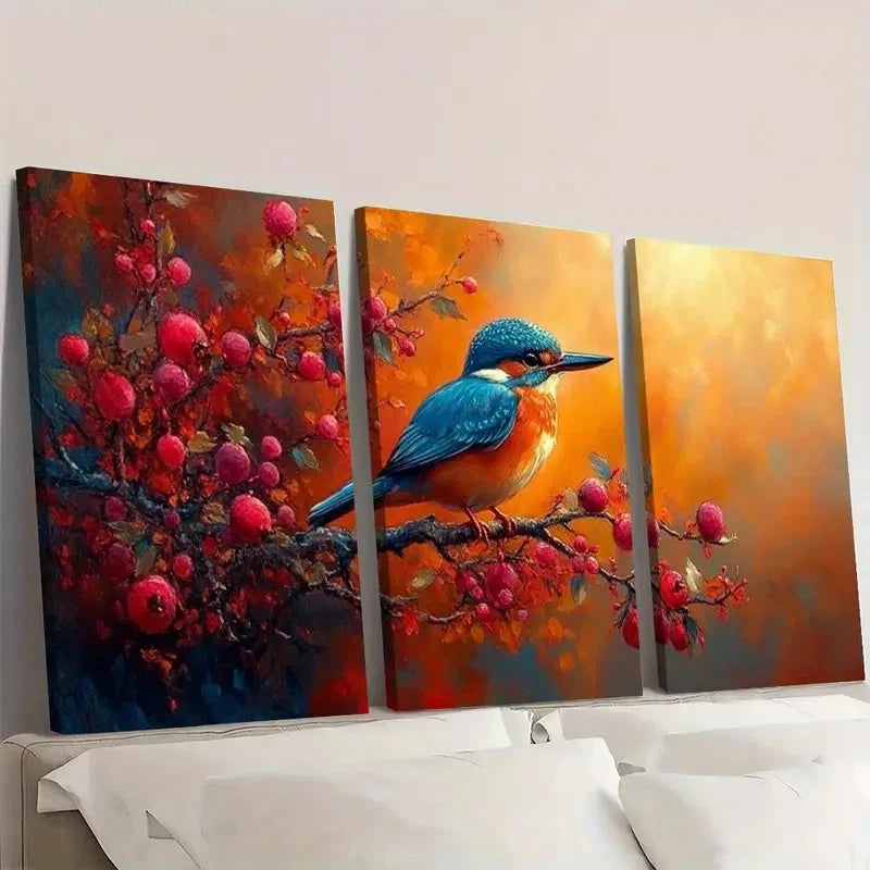 3pcs The Magical Tales of Kingfisher  TK    Wall Art Set Canvas Framed 60x90cm - High Quality Print 100% Australian Made Wall Canvas Ready to Hang