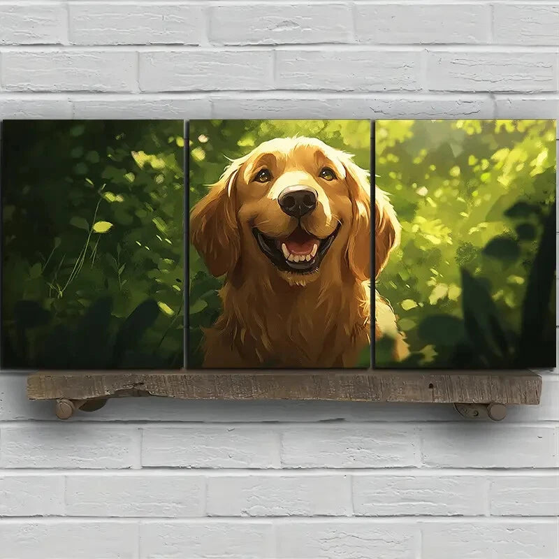 3pcs The Dog in the Grass Series Metal Print Ready to Hang Art - Bella Home Decor