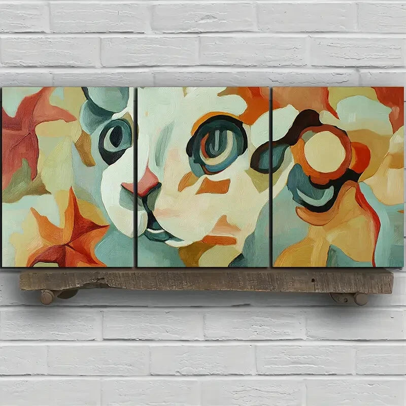 3pcs Abstract Cat Design Waterproof Metal Print Ready to Hang Art - Bella Home Decor