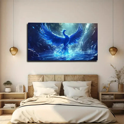 Ethereal Blue Eagle Wings Wall Art Canvas Office Home Room Framed 120x60cm