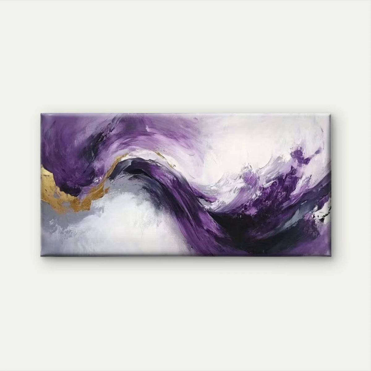 Abstract Purple Hues Golden Wall Art Canvas Office Home Room Framed 120x60cm