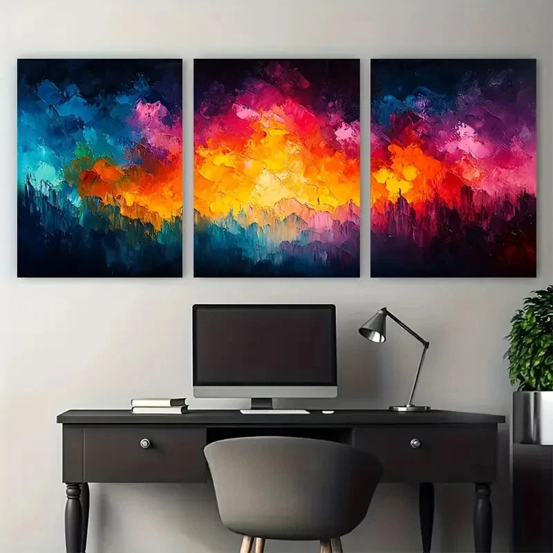 3pcs Colorful Abstract Illustration Wall Art Set Canvas Framed 40x60cm - High Quality Print 100% Australian Made Wall Canvas Ready to Hang - Bella Home Decor