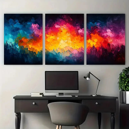 3pcs Colorful Abstract Illustration Wall Art Set Canvas Framed 40x60cm - High Quality Print 100% Australian Made Wall Canvas Ready to Hang - Bella Home Decor