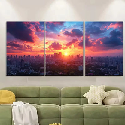 3pcs Jakarta Skyline Landscape Metal Print Ready to Hang Art