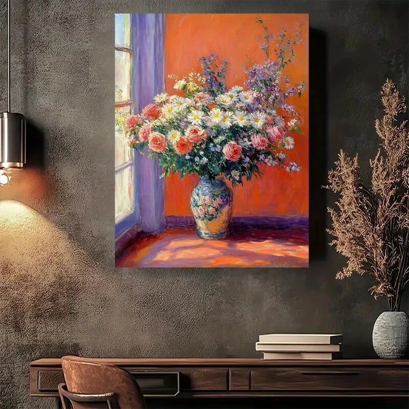 Beautiful Vibrant Pink White Purple Yellow Painting 40x60cm Metal Print Ready to Hang - Bella Home Decor