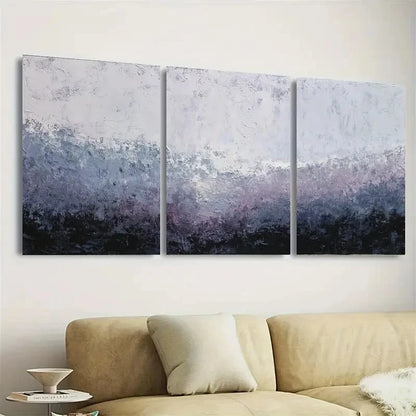3pcs malist Black, Gray, Blue & Purple d Art Wall Art Set Canvas Framed 60x90cm - High Quality Print 100% Australian Made Wall Canvas Ready to Hang