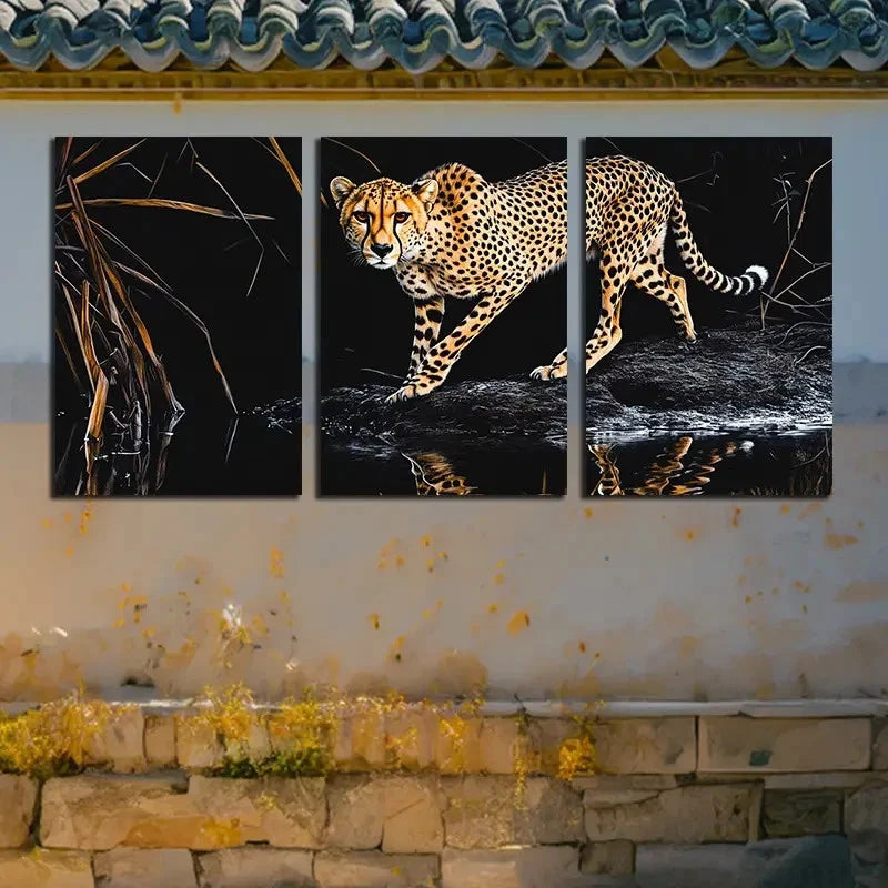 3pcs Lonely Leopard Nature Inspired Design Metal Print Ready to Hang Art - Bella Home Decor