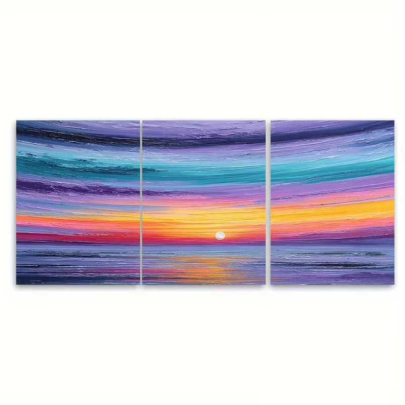 3pcs Colorful Abstract Natural Landscape Metal Print Ready to Hang Art - Bella Home Decor