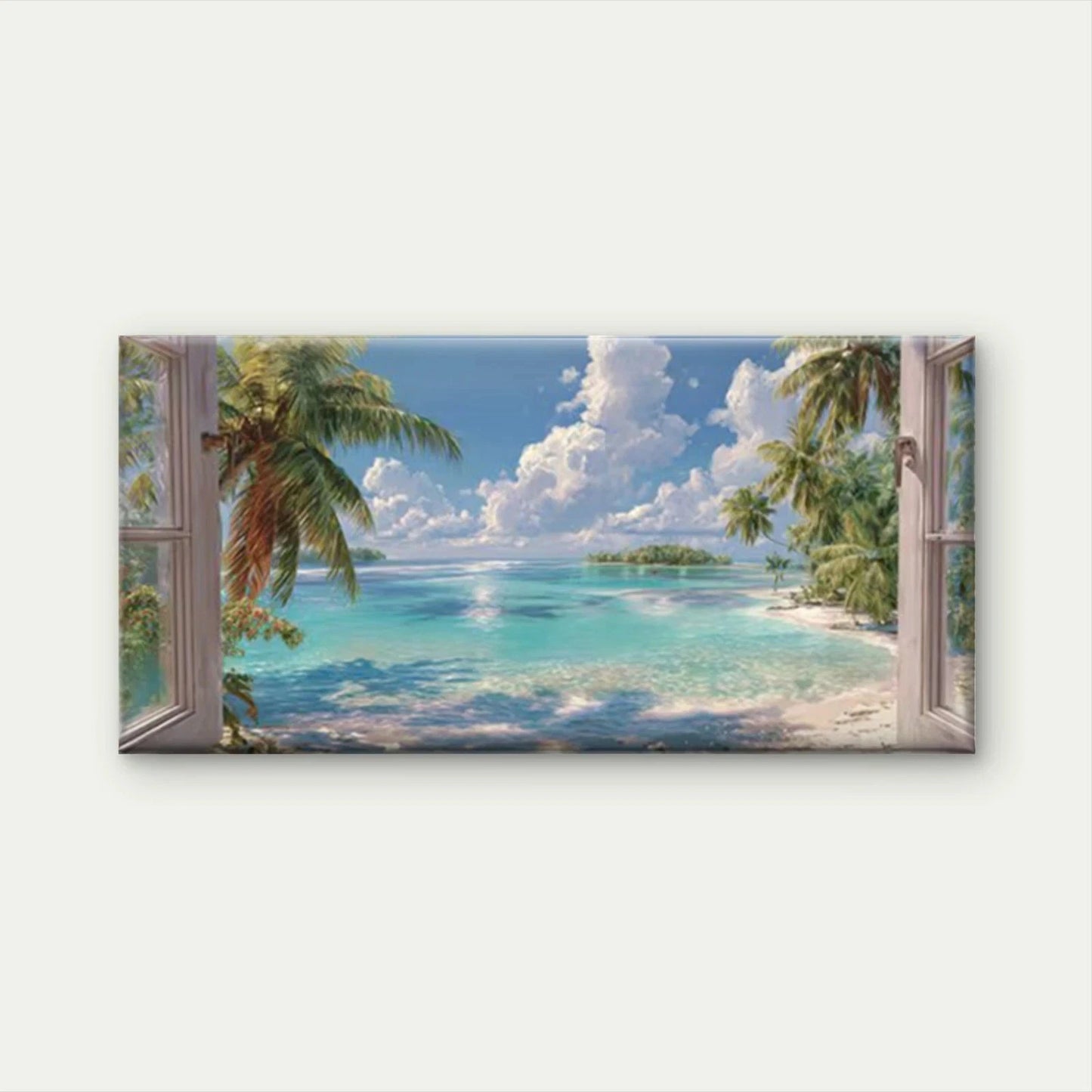 Tropical Palm Tree Wall Art Canvas Office Home Room Framed 120x60cm