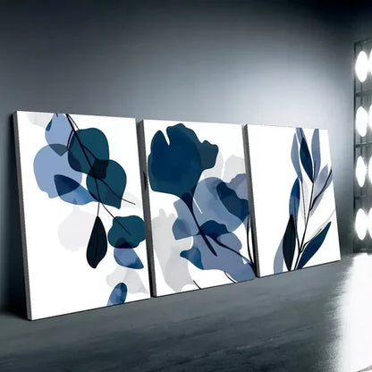 3pcs Abstract Floral Art with Golden Wall Art Set Canvas Unframed - High Quality Print 100% Australian Made Wall Canvas - Bella Home Decor