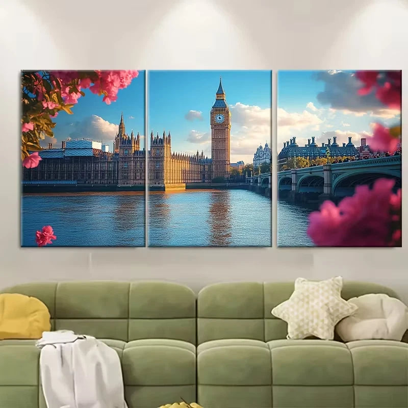3pcs Big Ben Clock Tower Metal Print Ready to Hang Art - Bella Home Decor