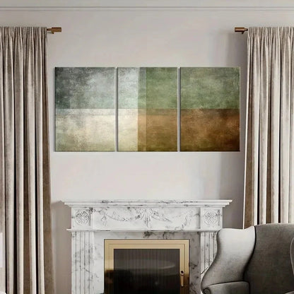 3pcs Abstract Artwork Geometric Design Earth Tones Metal Print Ready to Hang Art - Bella Home Decor
