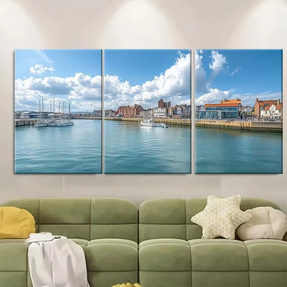 3pcs UK Coastal City Skyline Metal Print Ready to Hang Art