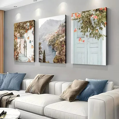 3pcs Mediterranean Positano Amalfi Art Set Canvas Unframed - High Quality Print 100% Australian Made Wall Canvas