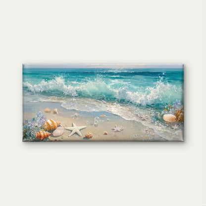 Ocean Waves with Starfish Wall Art Canvas Office Home Room Framed 120x60cm