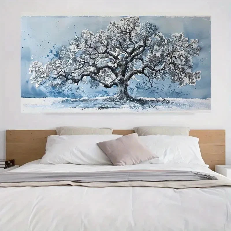 Winter Tree Of Life Abstract Wall Art Canvas Office Home Room Framed 120x60cm
