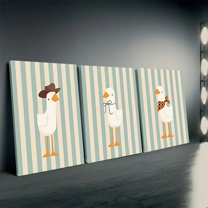 3pcs Featuring Ducks Wall Art Set Canvas Framed 40x60cm - High Quality Print 100% Australian Made Wall Canvas Ready to Hang