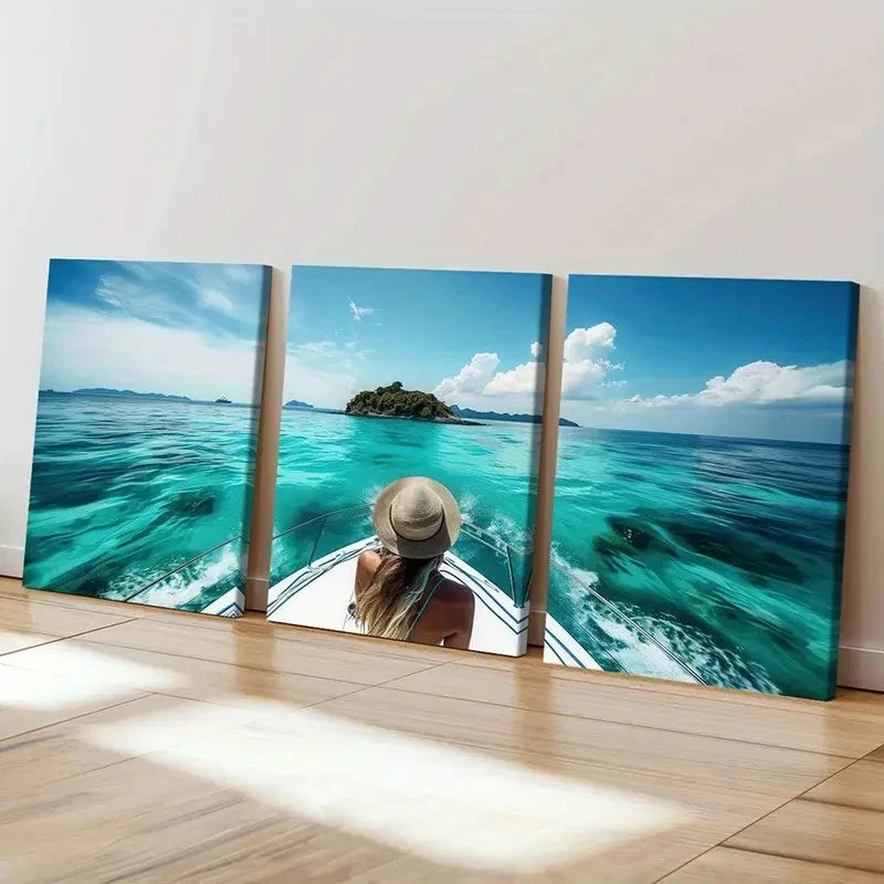 3pcs Australian Torres Strait Islands Travel  Wall Art Set Canvas Framed 40x60cm - High Quality Print 100% Australian Made Wall Canvas Ready to Hang - Bella Home Decor