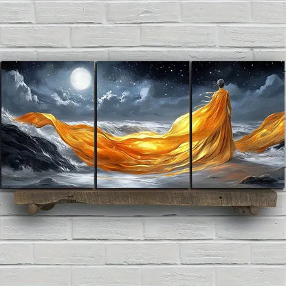 3pcs The Water Surface Under the Cliff Metal Print Ready to Hang Art - Bella Home Decor