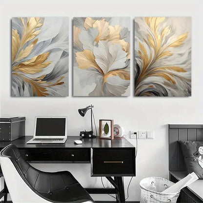 3pcs Modern Abstract Wall Art Luxury Posters Metal Print Ready to Hang Art - Bella Home Decor