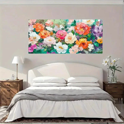 Colorful Floral Abstract Wall Art Canvas Office Home Room Framed 120x60cm